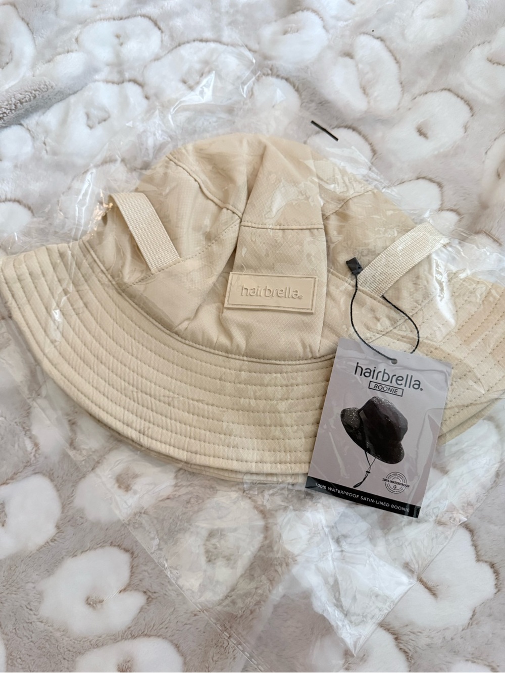 Hairbrella Waterproof Satin-Lined Boonie Hat - Khaki NWT D12